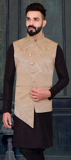 Gold color Nehru Jacket in Jacquard fabric with Weaving work Nehru Jacket, Nehru Jackets, Jacquard Fabric, Gold Color, Weaving, Fabric, Gold, Color