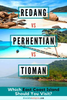 two pictures with the words redang vs perhenian and toman on them