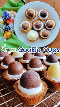 These s'mores cookie cups are so much fun to make and even more fun to eat. Graham flavored cookies cradle marshmallow fluff and chocolate truffles making the iconic flavors quick and easy to grab and eat.