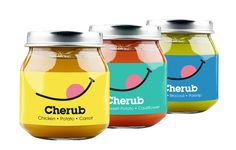 three jars of cherub are shown in this image