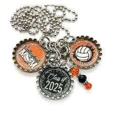 "This Volleyball Mom charm keychain or necklace is perfect for supporting your favorite player! Whether it's recreational, club, high school, college or big league, show your team spirit and support for your favorite player with this handmade bottlecap keychain or necklace set! Crystal beaded charm and glitter give extra sparkle! Each charm is made by myself, with great attention to detail. This item receives so many compliments and will quickly become your favorite, too! **AVAILABLE WITH CLASS OF 2023, 2024, 2025 OR 2026** *For necklace option: Necklace length is approximately 29\" and can be slipped on easily as you are running out the door! This necklace can support up to 5 bottlecap charms beautifully, giving you the option to add a custom photo, name and/or jersey number charm if desi Bottle Cap Earrings, Volleyball Mom, Hat Pins, Ball Chain, Bottle Cap, Volleyball, Custom Photo, Gifts For Family, Necklace Set