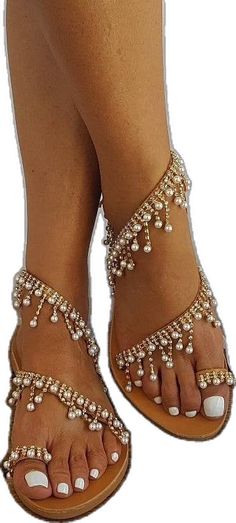 Bridal Shower Pearl Embellished Ankle Strap Sandals, Elegant Beaded Open Toe Sandals, Elegant Toe Loop Sandals For Party, Elegant Barefoot Sandals For Party, Pearl Embellished Open Toe Sandals For Party, Elegant Barefoot Sandals For Summer Party, Elegant Gold Toe Ring Sandals, Elegant Toe Ring Sandals For Summer, Beaded Open Toe Sandals For Wedding