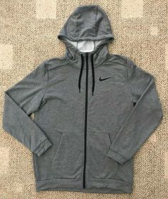 ~ Nike Dry ~ Men's Full Zip Training Hoodie  Style: CJ4317 - Color: 071 Gray - Size: M ~ Brand New with Tags ~ WARMTH FOR COOL-WEATHER WORKOUTS. The Nike Dri-FIT Hoodie outfits you in lasting warmth and comfort before, during and after workouts on cooler days. Soft fleece holds heat in, while sweat-wicking technology helps keep you dry. Sweat-Wicking Nike Dri-FIT technology moves sweat from your skin for quicker evaporation—helping you stay dry, comfortable and focused. Lasting Comfort French te Hoodie Outfits, Hoodie Style, After Workout, Hoodie Outfit, Grey Sweatshirt, Nike Dri Fit, Hoodie Sweatshirt, Hoodie Fashion, Your Skin