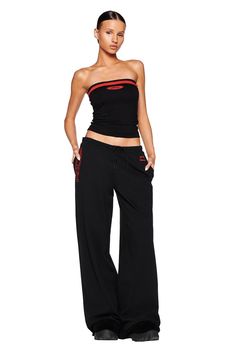 Black Low Waisted Pants, Low Rise Track Pants, Low Rise Joggers, I Am Gia Outfits, Garage Clothes, Low Rise Baggy Pants, Street Wear Brands, Low Rise Bottoms, Swag Clothes