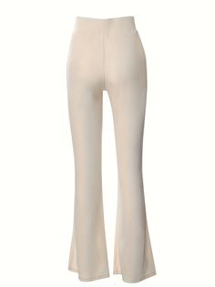 Casual Rib Simple Slim Leggings Pants, Solid High Waisted Fashion Fall – Kkboxly™ Cream Stretch Long Pants, Tight Full-length Loungewear Pants, Beige Full-length Elastane Bottoms, Trendy Beige Full Length Pants, Casual Beige Elastane Pants, Trendy Full Length Beige Pants, High Waist Stretch Cream Bottoms, High Waist Cream Stretch Bottoms, High-waist Stretch Cream Bottoms