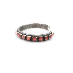 W: 3/8" Gap: 1 1/4" Inside: 6 1/2" Sterling Silver Genuine Red Spiny Oyster Authentic, Native American Made Southwestern Red Gemstone Jewelry, Red Southwestern Style Collectible Jewelry, Luxury Southwestern Red Bracelet, Red Southwestern Hand-strung Jewelry, Southwestern Silver Hand-strung Bracelets, Spiny Oyster, Italian Charm Bracelet, American Made, Gap