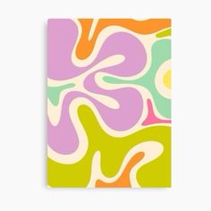 an abstract painting with different colors and shapes on the surface canvas print is shown here