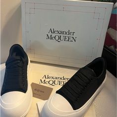 Casual Sneakers, 39eur, 7.5us Luxury Black Custom Sneakers With Vulcanized Sole, Luxury Custom Black Sneakers With Vulcanized Sole, Stylish Black Sneakers For Streetwear, Black Sneakers For Streetwear, Shoes Alexander Mcqueen, Alexander Mcqueen Women, Alexander Mcqueen Sneakers, Mcqueen Sneakers, Mcqueen Shoes