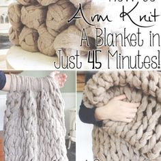 there is a giant chunky blanket made out of knitted yarn and the words how to