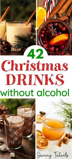 christmas drinks with alcohol and cinnamons, including orange juice, ginger syrup, and hot chocolate