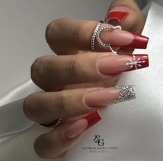 Bling Nails, Long Acrylic Nails, Holiday Nails, Nails Nailart, Winter Nails, Simple Nails