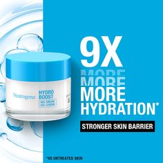 The Neutrogena Hydro Boost Gel Cream works to deliver refreshing hydration that lasts for up to 72 hours.  Infused with an innovative combination of water-binding ingredients, the moisturiser works to nourish the skin’s moisture barrier. Hyaluronic acid delivers intense hydration while botanical trehalose locks in moisture with the refreshing gel formula. Thanks to the natural moisturising factor complex, the gel formula leaves skin with a supple, dewy finish that lasts all day.  100% recyclable glass jar and carton. Water Gel Moisturizer, Hydro Boost, Night Mask, Neutrogena Hydro Boost, Extra Dry Skin, Skin Care Range, Beauty Cream, Skincare Video, Facial Moisturizers