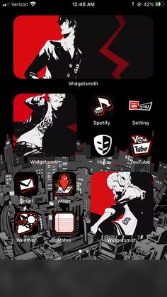 an image of a cell phone screen with various stickers on the back and sides