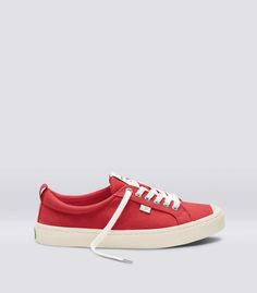 CARIUMA : Women's Low Top Off-White Canvas Sneaker | The OCA Low Canvas Sneakers Men, Canvas Sneakers Womens, Red Beach, Red Canvas, Origami Crane, Vintage Suede, Knit Sneakers, Sneaker Men, Red Sneakers