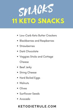 Keto snacks: 11 low-carb snacks for your ketogenic diet. #lowcarbsnacks #ketosnacks #ketodiet Keto 101, Diet Dishes, Healthy Low Carb Snacks, Snacks List, Keto Diet Snacks, Bariatric Eating, Low Carb Snack, Low Carb Diets