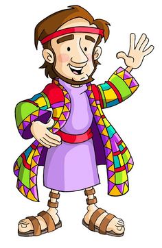 a cartoon character dressed in colorful clothing and holding his hand up to the side with both hands