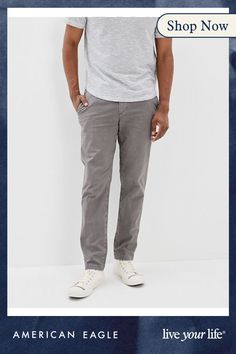 Flex/Flex is durable and designed to give you just enough stretch to move with no problem/Comfortable and never loses its shape/Lightly distressed for a lived-in look/Soft, structured fabric Casual Straight Fit Cargo Pants, Casual Slim Fit Gray Bottoms, Urban Slim Fit Cotton Bottoms, Urban Cotton Slim Fit Bottoms, Casual Slim Fit Pants With Standard Cut Leg, Slim Fit Casual Bottoms With Standard Cut Leg, Casual Gray Tapered Leg Chinos, Casual Straight Fit Bottoms, Urban Straight Fit Bottoms With Tapered Leg