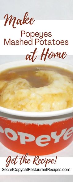 make mashed potatoes at home in a red and white bowl with text overlay