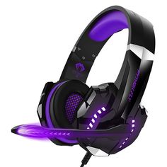 a pair of headphones with purple lights