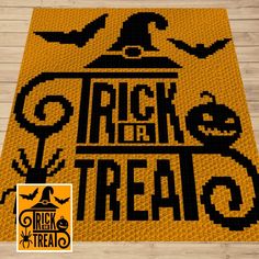 a rug with the words trick or treat on it