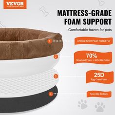 the pet bed is designed to look like it's made out of foam and fabric