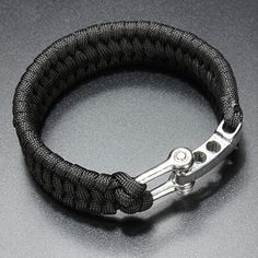 Men's Black Survival Bracelet Description A Survival Bracelet With Stainless Steel Shackle Knitted Up By Several Feet Of Parachute Cord Which Can Be Used In An Emergency Or Packaging. Ideal Accessory For Camping, Boating, Hunting, Hiking, And Other Sports Activities. Outdoor Environment, Carry A Quick Release Rope, Can Be A Clothesline, Tents Spare Rope, Packaged Goods, Spare Parts, Etc. Can Be Used For Various Purposes . Please Measure Your Wrist With A Rope. The Bracelet Is For Wrist Less Than Casual Durable Silver Jewelry, Mens Cross Bracelet, Black Survival, Activities Outdoor, Lava Rock Bracelet, Ruby Necklace Pendant, Mens Ring Sizes, Parachute Cord, Survival Bracelet