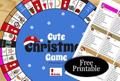 a board game with the words cute christmas game on it and a free printable