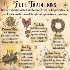 an old style christmas card with the words yule traditions