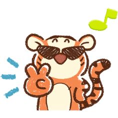 a drawing of a tiger with a mustache