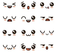 the faces of different types of eyes and noses are drawn in various ways, including one with