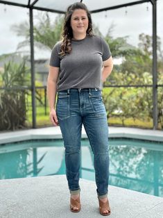 Elevate your style with our high-waisted Pocket Full Of Sunshine Relaxed Fit Jeans by Judy Blue! The classic relaxed fit and dark blue wash create a versatile and fashionable look. You'll be the talk of the town in these must-have jeans! 94% Cotton 5% Polyester 1% Spandex 30" Inseam 10.75" Rise Sizing Guide: 0 Waist 24" Hips 28" 1 Waist 25" Hips 30" 3 Waist 26" Hips 31" 5 Waist 27" Hips 32" 7 Waist 28" Hips 33" 9 Waist 29" Hips 34" 11 Waist 30” Hips 35" 13 Waist 31" Hips 36" 15 Waist 32" Hips 37 Pocket Full Of Sunshine, Talk Of The Town, Mens Items, Spirit Wear, Blue Denim Shorts, The Talk, Relaxed Fit Jeans, Long Sleeves Jacket, Dress Romper