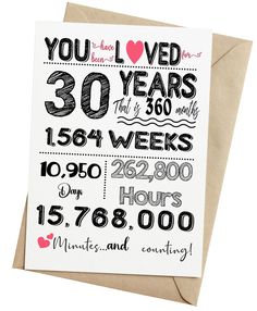 a greeting card with the words you love 30 years