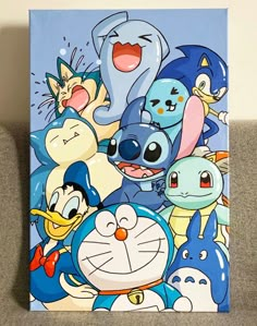 an image of cartoon characters on a canvas