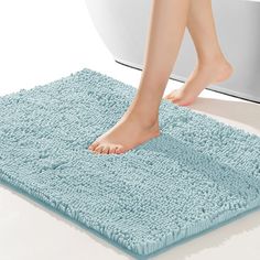 PRICES MAY VARY. 100% Polyester Non-Slip PVC Bottom - Non slip bottom features high quality mesh PVC material to prevent the mat from shifting and skidding, protecting you and family from any slipping in the bathroom. WARNING: Place mat on CLEAN DRY FLAT FLOOR ONLY. Water under rug can cause it to slip. Always keep bottom of rug dry. Soft & Warm - our bath mat for home is constructed with thousands of individual polyester shags, sink your toes into the comfortable contentment of a bathtoom floor Non Slip Bathroom Flooring, Rug Tufted, Chenille Bath Mat, Area Rug Sets, Luxurious Showers, Indoor Mat, Bathroom Floor Mat, Plush Rug, Bath Linens