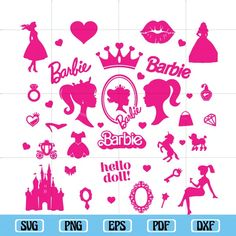 the princess silhouettes are shown in pink