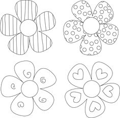 four different flower shapes to color