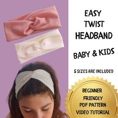 "Headband Pattern EASY For Beginners |  Headband Pattern Sewing For Baby And Kids Sewing Pattern | Video Tutorial| Beginner Sewing Patterns ❤Headbands are perfect quick makes to use up scraps of fabric! Use stretchy fabrics!  5 Different Sizes Are Included 👉Newborn 👉0-6 months 👉6-12 months 👉1-3 years 👉3-12 years ❤Twist HeadBand video tutorial is VERY easy to follow and you can hand sew or machine sew this hairband. Great beginners sewing project for babies and kids! ❤GIFT IDEA  Print this sewing tutorial and include it with small amounts of fabric  for the perfect gift to a beginner sewer! You can hand sew or machine sew these quickly with ease.  ❤Criss Cross headband Step-by-Step Video Tutorial & Printable Twist Head band PDF Pattern Included ❤Two different sizes. Us Letter and A4 ❤T Headband Pattern Sewing, Sewing For Baby, Beginner Sewer, Kids Sewing Pattern, Cross Headband, Beginners Sewing, Beginner Sewing Patterns, Kids Sewing, Kids Headbands