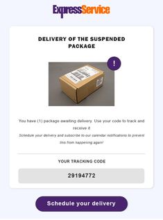 an email form for express service with the delivery box and package in front of it