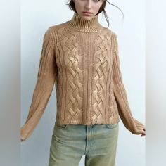 Level Up Your Classic Cable Knit Womens Sweater In Antique Gold Gilded Shimmery Finish. Relaxed Body, Drop Shoulders, Drops Just Below The Waist A Gorgeous New Staple For Your Wardrobe. Brand New. Ready To Ship From The Usa With Delivery In About 3/4 Days. Works With Jeans, Skirts Or A Pair Of Faux Leather Pants Or Leggings. Wash, Gentle, Cold, Dry Flat. Mock Neck. Poly Blend. Thanks For Shopping, Do You Know How Beautiful You Are? Fall Cable Knit Turtleneck Tops, Chic Gold Cardigan For Winter, Chic Gold Winter Sweater, Chic Gold Long Sleeve Sweater, Winter Cable Knit Long Sleeve Top, Cable Knit Long Sleeve Top For Winter, Winter Long Sleeve Cable Knit Top, Trendy Cable Knit Turtleneck Sweater, Chic Winter Cable Knit Sweater