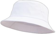 White Fitted Casual Hat, Casual Summer Bucket Hat With Flat Bill, Casual Blank Hats With Curved Brim, Fitted Solid Color Cotton Hats, Fitted Solid Cotton Hats, Fitted Cotton Hats In Solid Color, Fitted Cotton Hat In Solid Color, Classic White Brimmed Bucket Hat, White Casual Blank Hat