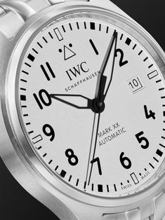 IWC SCHAFFHAUSEN began producing its 'Mark' series, a run of simple pilot's watches, for the British Ministry of Defence. Nearly 80 years on, the Swiss watchmaker continues to refine the reference, this time with the 'Mark XX' – it's made from polished stainless steel and has a white dial with hands that are a little longer than the previous. Inside ticks a calibre 32111 automatic movement with an ample five-day power reserve. For warranty information, please refer to details & care White Watches For Men, Iwc Schaffhausen, Latest Watches, Pilot Watch, Rubber Watches, Polished Stainless Steel, 80 Years, White Dial, Steel Watch