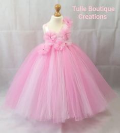 Beautiful Full Length 3 Tone Pink Tutu Dress This gorgeous Full Length 3 Tone Pink Tutu Dress as been made with 3 layers of top quality soft tulle, with a high waistline in a 3 tone pink colour, tulle flowers complete with gems to give the dress an elegant look & a big beautiful bow giving the finishing touches which any princess would love!  This stunning tutu dress is perfect for any occasion! All our lovely tutu dresses come with care instructions & are CE & UKCA Tested. All our beautiful creations are made to order. PLEASE BE AWARE that gems may vary in colour and shades of tulle may slightly differ from those illustrated due to the dying process Your very welcome to follow us on our Facebook, Instagram, Twitter, Tiktok & Pinterest pages by following the links via our Etsy shop! Thank 1st Birthday Gift Ideas, Simple Flower Girl Dresses, Baby 1st Birthday Gift, 1st Birthday Dresses, Pink Tutu Dress, Mode Rose, Girl Tutu Skirt, Fancy Dress Party, Angel Dress