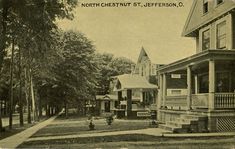 an old black and white photo of some houses