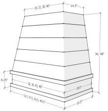 a drawing of a pyramid with measurements for the top and side sides, including the height