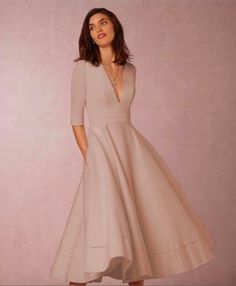 V-NECK 3/4 SLEEVES SOLID HIGH-WAIST PLEATED LONG PARTY DRESS(EXTRA LARGE CODE) sold by Just 4 Fashion on Storenvy Plain Midi Dress, Midi Dress Formal, Bandage Midi Dress, Party Dress Long, Fashion Pattern, Solid Dress, Beautiful Gowns, Women's Fashion Dresses, Half Sleeves