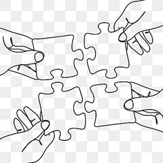 three hands holding pieces of a puzzle together