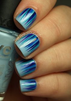 Easy Nail Art Ideas For Summer | Beauty High <-- Tess, this is just like three colors. stop getting ahead of yourself. Do It Yourself Nails, November Nail Designs, Uk Nails, 13 November, Her Nails, Design Nails, Blue Nail, Nail Art Wedding, Nails Polish