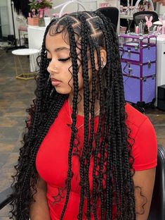 #braids #braidedhairstylesforblackwomen, jayda wayda braids, jayda braids, large parting, goddess braids, boho, bohemian, curly, added hair, knotless braids, box braids, long braids, edges #braidedhairstyle #hair #hairgoals #blackgirl #african Goddess Braids Large Parts, Jhene Aiko Braids Knotless, Latest Knotless Braids Hairstyles 2024, Large Boho Knotless Braids Parting, Bohemian Braids Large, 2024 Braids Hairstyles, Boho Braids Mixed Girl, Black Woman Hairstyle Braids, Bohemian Large Knotless Braids