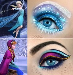 Anna and Elsa makeup. That's awesome. Post on Best Foundation for Sensitive Skin Disney Princess Eyes, Extreme Make-up, Carnaval Make-up, Obličejové Masky, Disney Eyes