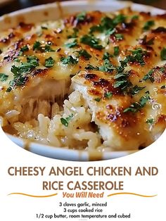 Cheesy Angel Chicken and Rice Casserole 🧀🍗🍚